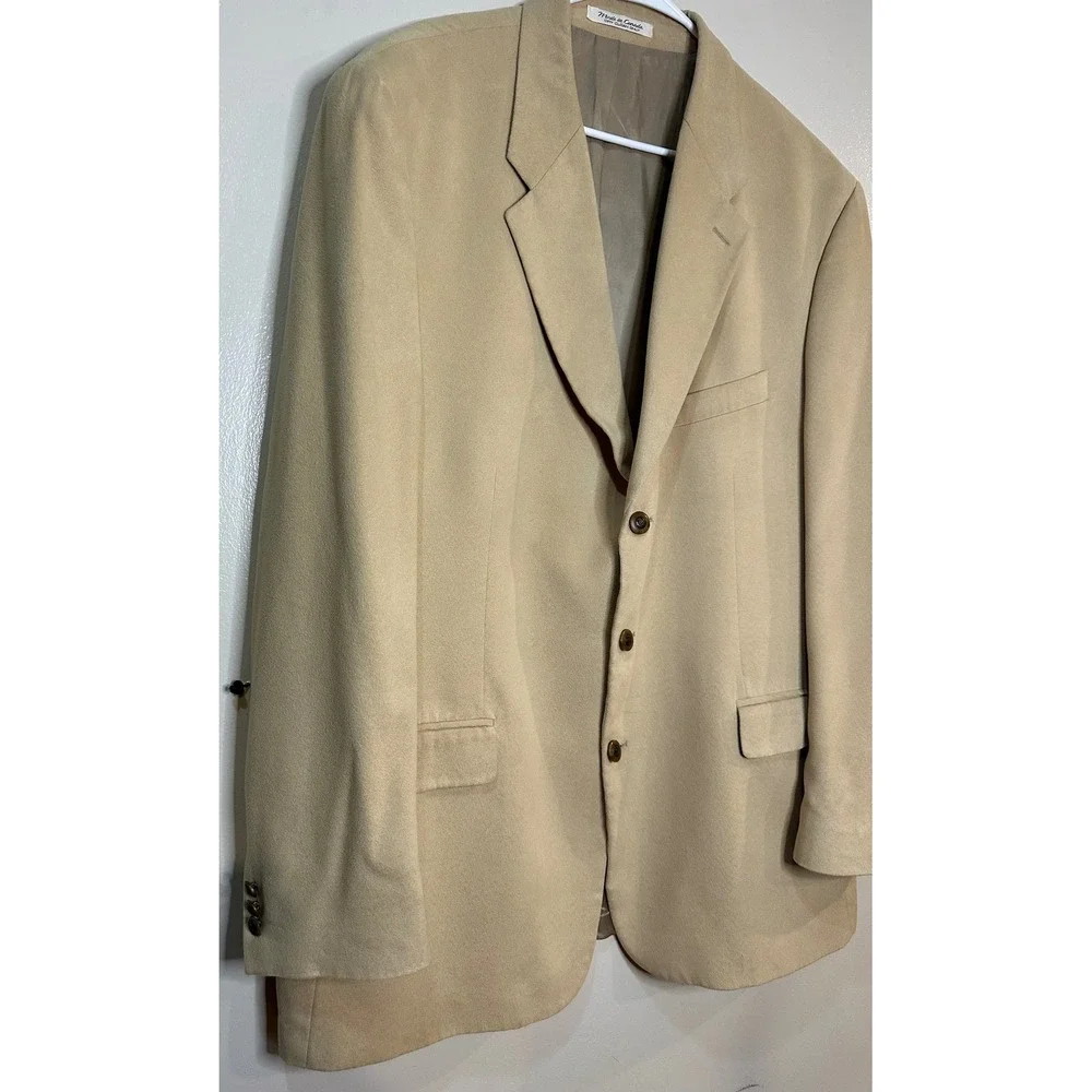 Lord‎ & Taylor Fifth Avenue Collection Mens Tan Microfiber Blazer Sport Coat 48